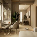 a living room filled with furniture and a dining room table