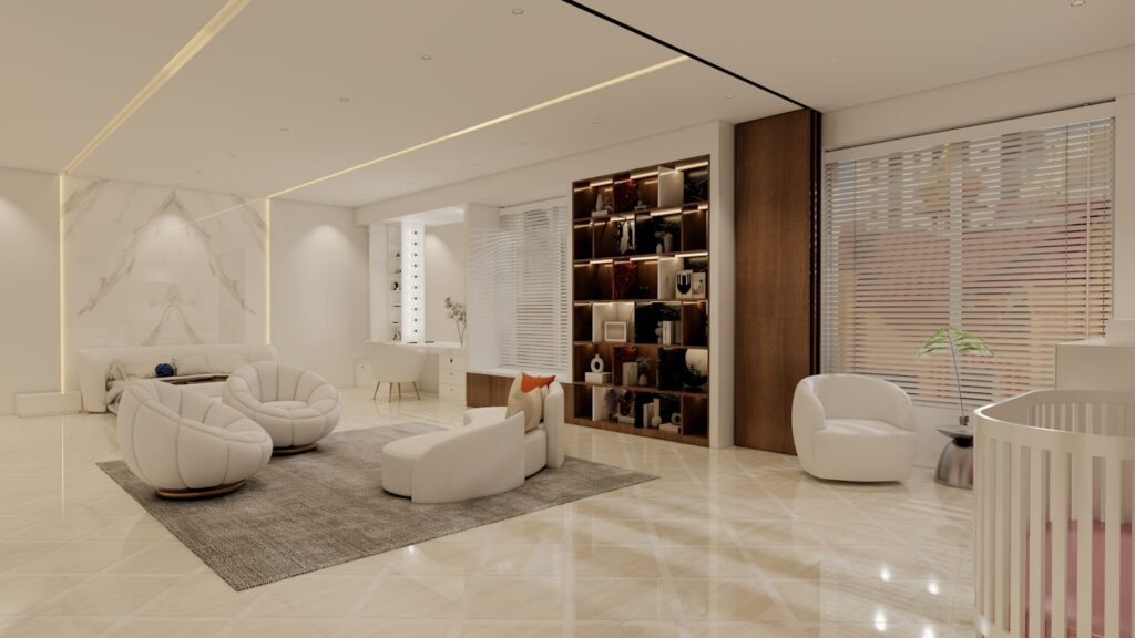 Modern and bright living space with minimalist design.
