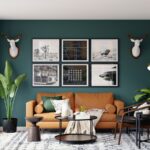 brown wooden framed white padded chairs