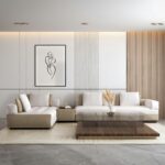 a room with a couch and a table